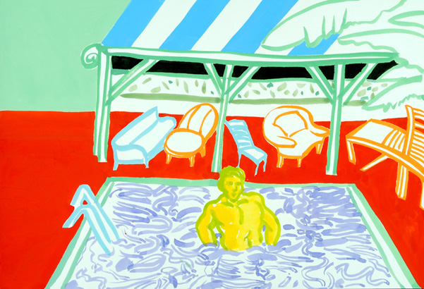 The Swim - watercolor, gouache painting