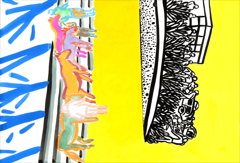 The Show - watercolor, gouache painting